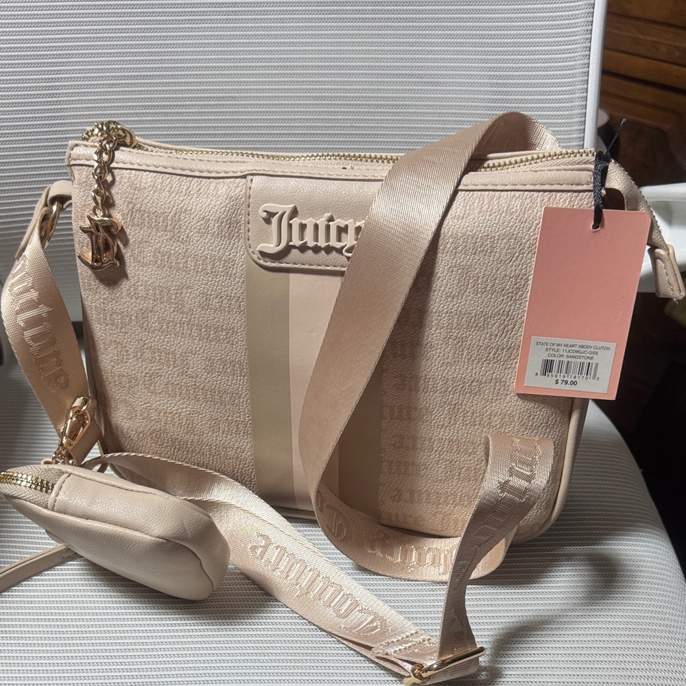 Juicy Couture Blush Beige Crossbody with Logo Strap